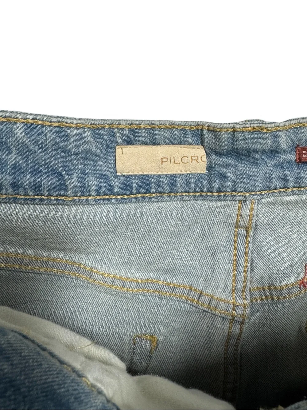 Pilcro The Borrowed Boyfriend Patchwork Straight Leg High Rise Cotton Jeans 29